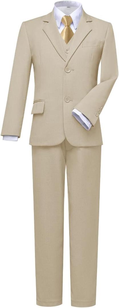 Visaccy Boys Formal Suit Slim Fit Tuxedo Suits for Kids Ring Bearer Outfit