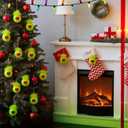 HyDren 16 Pcs Christmas Lime Green Velvet Balls for Tree 2.4 Inch Flocked Green Hanging Ornaments with Red Heart Decorations Xmas Round Pom Pom Balls for Indoor Home Decor Holiday Party Supplies