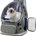 Pawstrip Cat Backpack Carrier with Large Space Bubble Window, Airline Approved Breathable Pet Carrier for Small Dogs Cats up to 15lbs, Foldable for Travel Hiking & Outdoor Use (Gray)