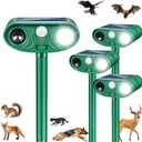 2026 Upgraded Solar Ultrasonic Animal Repeller Outdoor with Motion Sensor & LED Strobe Cat Repellent Outdoor Effective Dog, Deer, Raccoon, Squirrel Deterrent for Yard, Lawn, Garden 4 Pack