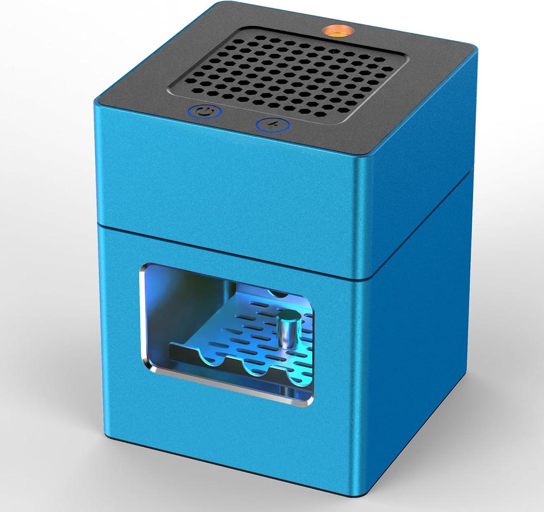 Aluminum Housing Smokeless Ashtray, Multifunctional 3 in 1 Smoke Ashtray with Lighter & USB Rechargeable, HEPA Filter, Home or Office (Blue)