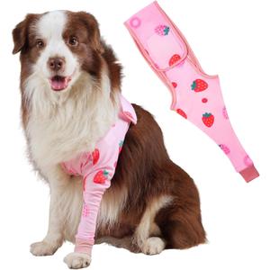 Dog Front Leg Recovery Sleeve Single Sleeve to Prevent Licking, Scratching & Biting Cone Collar Alternative for Surgery, Wound Care, ACL CCL, Joint Protection(Blush Strawberry XS)