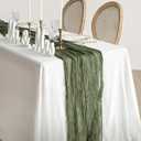 Ling's Moment Green Cheesecloth Table Runner, 120 Inch 10FT Moss Green Boho Gauze Rustic Sheer Cheese Cloth Table Runners for Party Wedding Birthday Outdoor Bridal Shower Decor