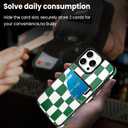 SOKAD Checkered Wallet Case for iPhone 16 Pro with Card Holder, Cute Checkerboard Design for Women Girls, Slim Soft Leather 2 Card Slots Protective Shockproof Phone Case, Green