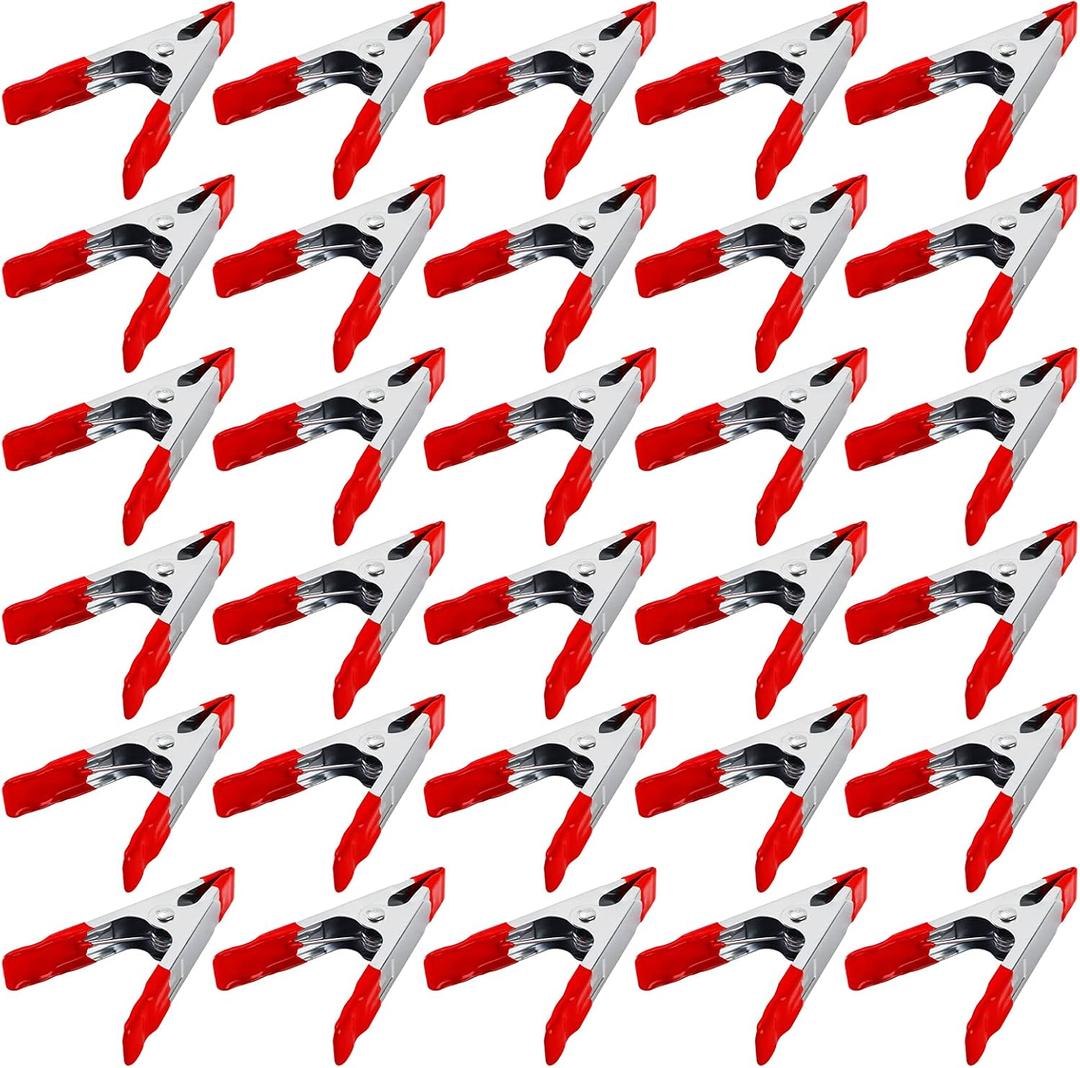 TOPZEA 30 Pack Steel Spring Clamps, 4 Inch Metal Clamps Set Spring Clip Clamps with Ergonomic Handles for Wood Working, Gripping, Camping, DIY, Backdrops Backgrounds, 1-1/3" Jaw Opening