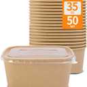 Celel 50 Pack 35 oz Paper Food Containers with Lids, Paper Meal Prep Containers Microwavable and Freezer Use Cardboard Food Concertinas - 50 Bowls 50 Lids