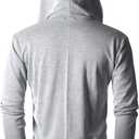 Ohoo Men's Zip Up Hoodie Lightweight Slim Fit Sweatshirt Full Zip Solid Color Hooded Jacket / DCF102-GREY-MT