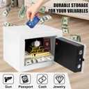 Mini Electronic Safe Box with Digital Keypad & Keys, 0.23 Cubic, 9.06"Wx6.69"Dx6.69"H,Small Safe Deposit Boxes with Coin Slot, Safety Boxes for Home Office Dorm, Money safe,For Cash,Gun(White)