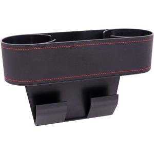 Car Seat Organizer Cup Drink Holders,Multifunctional Gap Filler Storage Box,Insert Organization Helps Reduce Distracted Driving&Holds Phone Mount Mug Bottle Cellphones Coasters Wallet Cards (Black)