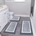 Pauwer Bathroom Rugs Sets 3 Piece Bathroom Shower Rugs with U-Shaped Contour Toilet Mat Absorbent Microfiber Plush Bath Mats Non Slip Bath Rugs Machine Washable Shaggy Bath Floor Mats (18"x26"+20"x32"+U Shape 20"x24", Dark Grey)