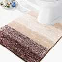 Arotive Microfiber Contour Toilet Rugs U-Shaped, Shaggy Soft Absorbent Bathroom Rugs, Non-Slip Thick Plush Bathroom Mat, Machine Wash Dry Bath Mats for Toilet Base, 24x20, Brown