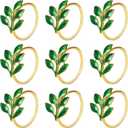KPOSIYA Napkin Rings Set of 20 Hollow Cut Metal Napkin Holder Dinning Table Setting for Wedding Party Banquet Christmas Dinner Delicate Serviette Buckles Decor, Ye Zi-Green 20