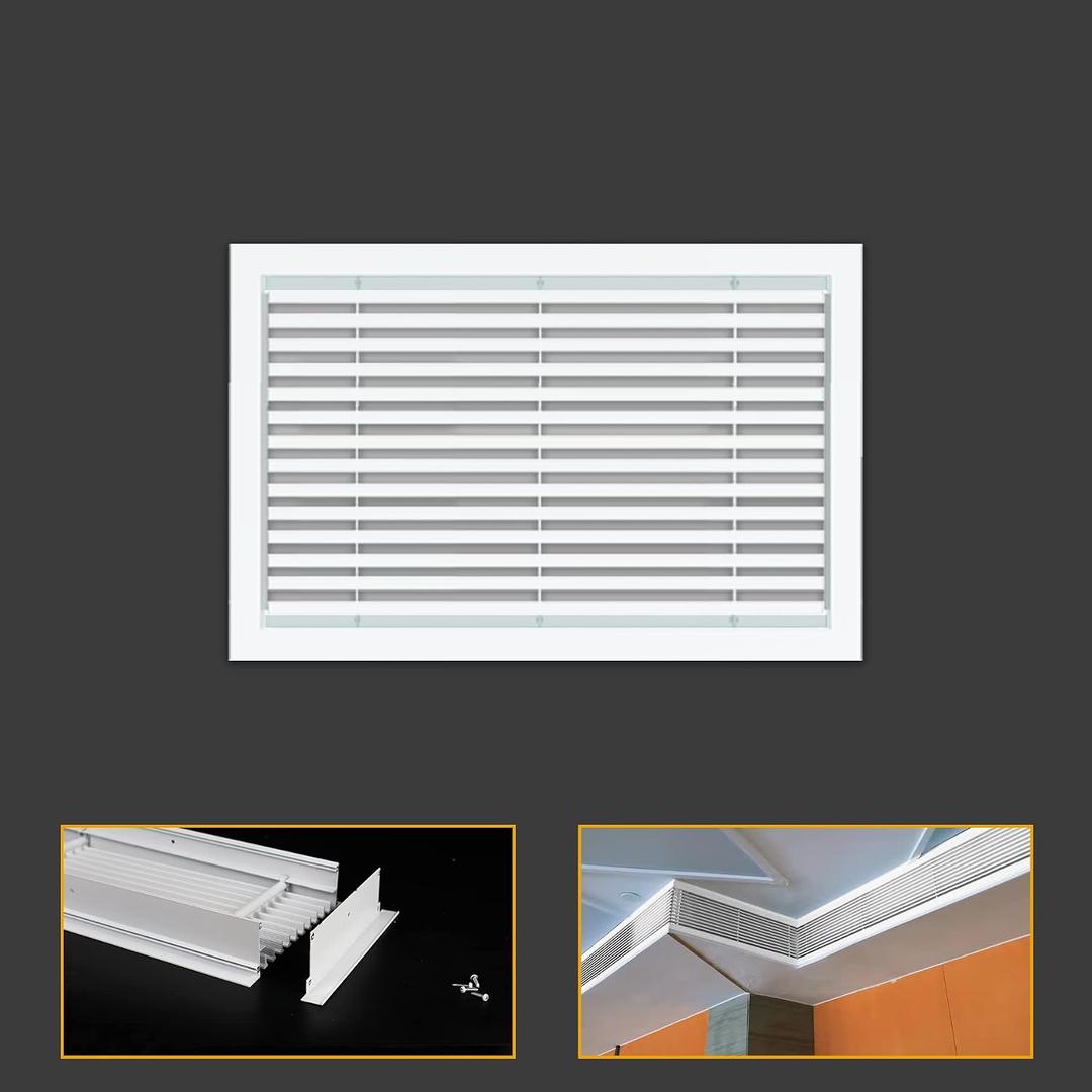 Linear Bar Air Grille 12" X 8", Aluminum Air Supply/Return Grilles,Easy Air Flow,Removable Grille/Door-HVAC Air Vent Cover,White[Outer Dimensions: 12.8"w X 8.8"h]