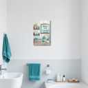 BJYCHG Teal Bathroom Wall Art Turquoise Wall Decor Rustic Bathroom Signs Canvas Prints Farmhouse Flowers Bottles Painting Picture Toilet Decor Framed (Teal, 24L x 16W)