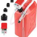 Fuel Transfer Pump with Auto-stop Sensor and 4 Tank Adapter, 2.4GPM 51" Hose Battery-Powered Portable Liquid Pump for Gasoline & Diesel Oil (Red)