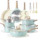 CAROTE 21-Piece Ceramic Pots and Pans Cookware Set, Non Stick Induction Cook Ware Kitchen Cooking Set Non-Toxic Health, PFAS Free
