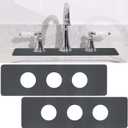 Tioncy 2 Pcs Drip Catcher Diatomite Faucet Mat for Kitchen(pre-made 3 Hole) Faucet Mat Splash Catcher Sink for Bathroom Sink(Round Hole,Dark Gray)