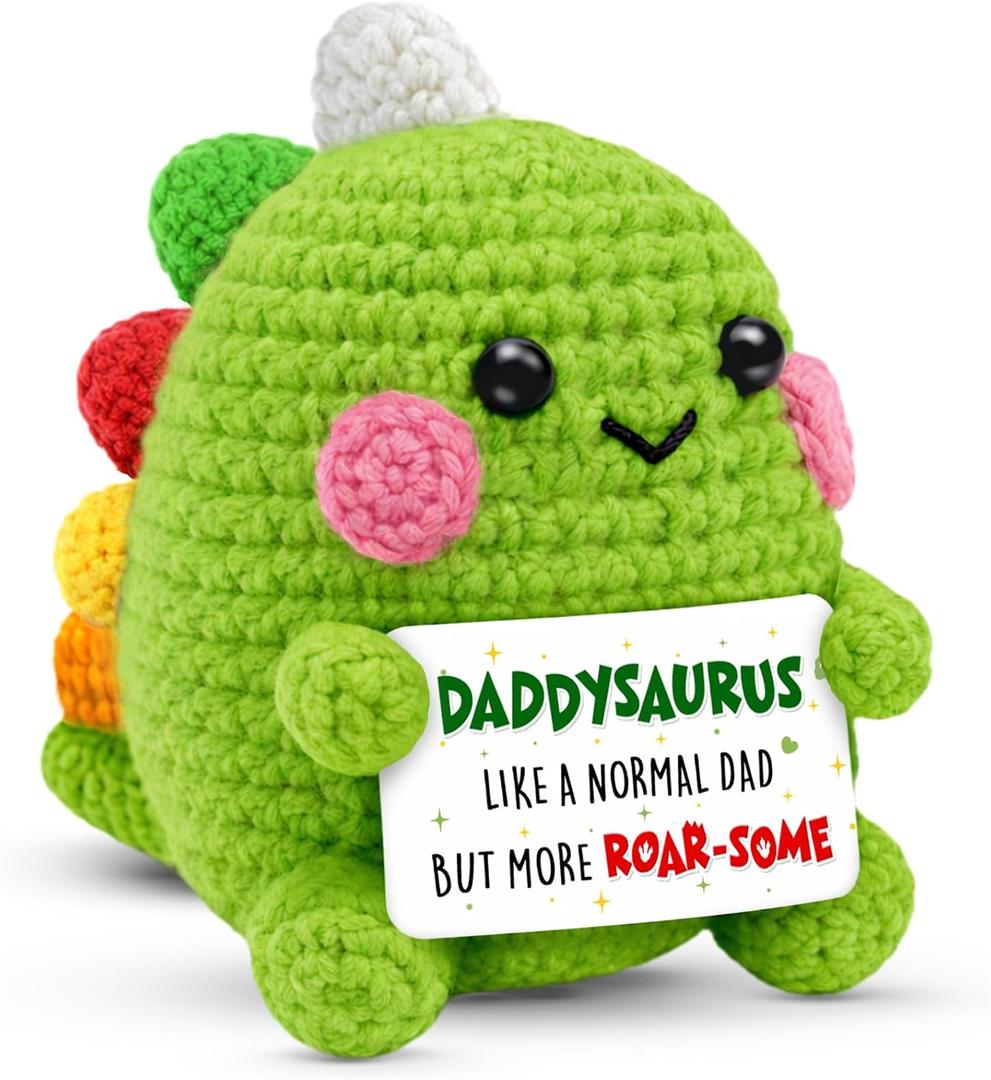 2 x Dad Gifts for Fathers Day - Dinosaur Crochet with Message for Daddysaurus - Father's Day, Birthday Gifts for Men from Son, Daughter, Wife - Best Dad Ever Gift 2026