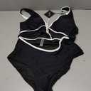 ZAFUL Womens High Waisted Bikini Sets Sexy V Neck Two Piece Swimsuit Cute Bow Ruched Bathing Suit (Black, L)
