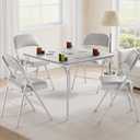  Folding Card Table and Chair Set of 5, Portable Square Card Table with 4 Padded Chairs, Foldable Chairs and Tables for Home, Indoor and Outdoor, Space-Saving, No Assembly Required, Grey