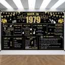 47th Decorative Cloth for Women or Men, Birthday Banner With Holes, Built-in White Ribbon 1979 47th Year for Mother Dad Old Happy Birthday Banner, OutdoorIndoor Bday Background Decor