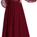 Wedtrend Women's Formal Dresses 2025 Wedding Guest Dress Bell Sleeve Bridesmaid Dresses Maxi Evening Dress (Burgundy)