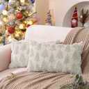 DFXSZ Christmas Tree Pillow Covers 12x20 inch Set of 2 Christmas Decoration Cream White Soft Plush Faux Fur Jacquard Throw Pillows for Bedroom Sofa Holiday Festivals Winter Home Decor PTK006E12