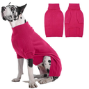 IECOii Great Dane Sweater,5XL Extra Large Sweater for Giant Breed Dogs in Winter,Turtleneck Cold Weather Knit Clothes,Machine Washable,Elastic Pullover for Saint Bernard,Mastiff (Rose red,XXXXXL)