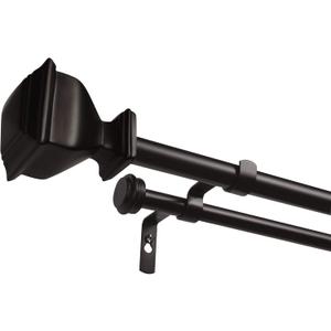 EXCLUSIVE HOME Napoleon Double Curtain Rod and Finial Set, Matte Bronze, 36"-72"