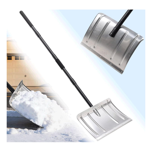 Snow Shovel with Metal Strip, Heavy Duty 16” Wide Aluminum Metal Snow Shovel Pusher for Driveway,Lightweight Emergency Car Snow Shovels for Walkway,Decking,Deck, Driveway