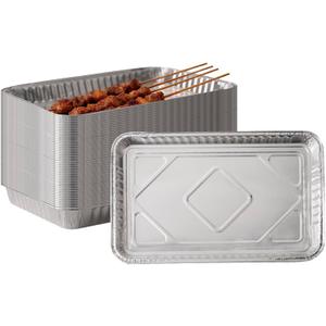 50 Pack Aluminum Foil Pans - Disposable Baking Pans for Oven Cooking - Multi-Purpose Trays for BBQ, Roasting and Meal Prep - Foil Pan Set for Holiday Catering, Picnic and Takeout