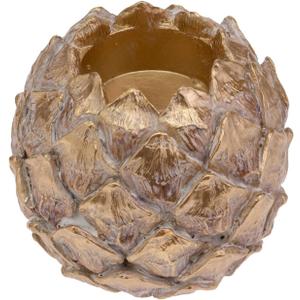 Boston International Tealight Candle Holder Tabletop Shelf Mantel Decorations for Home, 3.25", Gold Pinecone