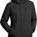 FREE SOLDIER Women's Waterproof Ski Snow Jacket Fleece Lined Warm Winter Rain Jacket with Hood Fully Taped Seams (Black, S)