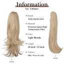 Clip in Ponytail Extension Light Blonde 18 Inch Pony Tails Hair Extensions for Women Long Straight Curly Tail Ponytail Hair piece Synthetic Fake Versatile Pony