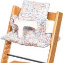 Extra Padded Soft Dining Chair Seat Cushion, Wateproof & Wipe Clean Cushion for Stokke Tripp Trapp High Chair, 18" L x 11" W, Compatible & Convertible Design (Blooming Flowers)