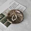 ZSHAWN Natural Marble Ring Dish Jewelry Tray 5.5" Trinket Dish for Rings Earrings Necklace, Scratch-Resistant Vanity Organizer, Elegant Gift for Women (Emperador Dark)