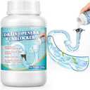 Drain Clog Remover, Hair Drains Clog Remover, Crystal Lye Drain Opener Unclog Bathroom and Kitchen Sinks, Drains, Shower Pipes, Removes Hair, Soap Scum, Blockages, 260g