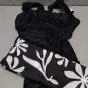 Women's Vintage One Piece Swimsuit with Skirt 2 Piece Bathing Suit Set with Cover Up Tummy Control Slimming Swimwear (Medium, Black)