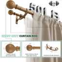 Double Wood Curtain Rods for Windows 140 to 164 Inches,1 Inch Front and 5/8 Inch Back Heavy Duty Curtain Rod with Imitation Wood Grain Ball Finials and Double Aluminum Bracket,Dark Brown Wood Grain