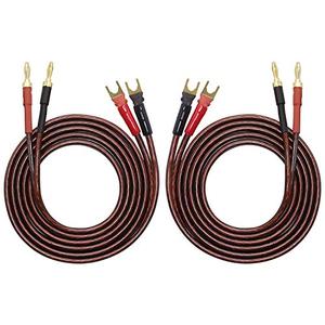 XMSJSIY HiFi OFC Speaker Wire with Spade Plug to Banana Plug Speaker Jumper Cable, 4 Banana Plug to 4 Y-Shaped Fork Plug Gold-Plated Extension Jumper for Speaker Amplifiet -2M（6.56Ft