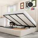 YITAHOME King Size Lift Up Storage Bed Frame with Type-C & USB Charging Port, Modern Wingback Upholstered Platform Bed with 49.21 "Tall Headboard/Hydraulic Storage/No Box Spring Needed, Beige