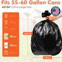 Delxo 55-60 Gallon Trash Bags, 150 Count, 40×54'' Large Black Garbage Bags – Light-to-Medium Duty Star-Seal Can Liners for Commercial, Lawn and Leaf Bags – Bulk Value Pack, Made in USA