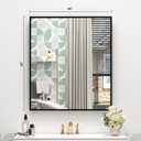 28" x 32" Matte Black Framed Bathroom Mirror for Wall, Rectangular Beveled Vanity Mirror with Aluminum Alloy Frame, Right Angle Corner, HD Reflection, Horizontal or Vertical Mount