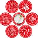Havawish 48 Pcs Chinese New Year Placemats 2026 Decorations Lunar New Year Paper Place Mat Disposable 13 Inch Round Red Happy Horse Table Mat for Spring Festival Party Decor Kitchen Dining