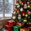 12Pcs Christmas Balls Tree Decorations, 2.4inch Plastic Shatterproof Glitter Hanging Ornaments for Christmas Tree Home Kitchen Office Indoor Xmas Tree Wall Window Fireplace Mantel Decor (Red Green Blue)