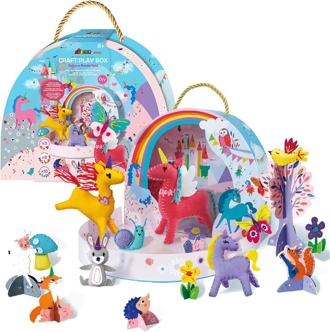 Avenir Unicorn Sewing Kit for Kids - DIY Craft Kit with 9 Magical 3D Unicorns & Decorations. High-Value, Diverse Hands-On Experience. Easy Beginner-Friendly Gift for Girls & Boys
