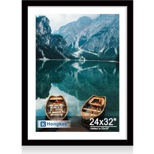 Hongkee 24x32 Poster Frame, Black Wood Style, Wall Mounting