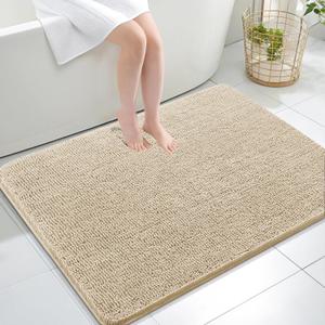 OLANLY Bathroom Rugs 40x32, Extra Soft Absorbent Chenille Bath Rugs, Rubber Backing Quick Dry, Machine Washable Bath Mats for Bathroom Floor, Tub and Shower, Home Decor Accessories, Beige OLANLY Bathroom Rugs 40x32, Extra Soft Absorbent Chenille Bath Rugs, Rubber Backing Quick Dry, Machine Washable Bath Mats for Bathroom Floor, Tub and Shower, Home Decor Accessories, Beige