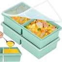 2 cup Silicone Freezer Trays with Lids, Silicone Soup Freezer Molds, Easily prepare portioned meals, Great for storing soups, lasagna, leftovers, sauces and other dishes, Dishwasher, Oven Safe