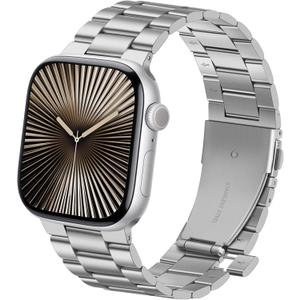 Anlinser No Tool Needed Bands Compatible with Apple Watch Band 42mm 41mm 40mm 38mm for Women Men, Stainless Steel Metal Strap Designed for Series 11 10 9 8 7 6-1 SE (Silver)